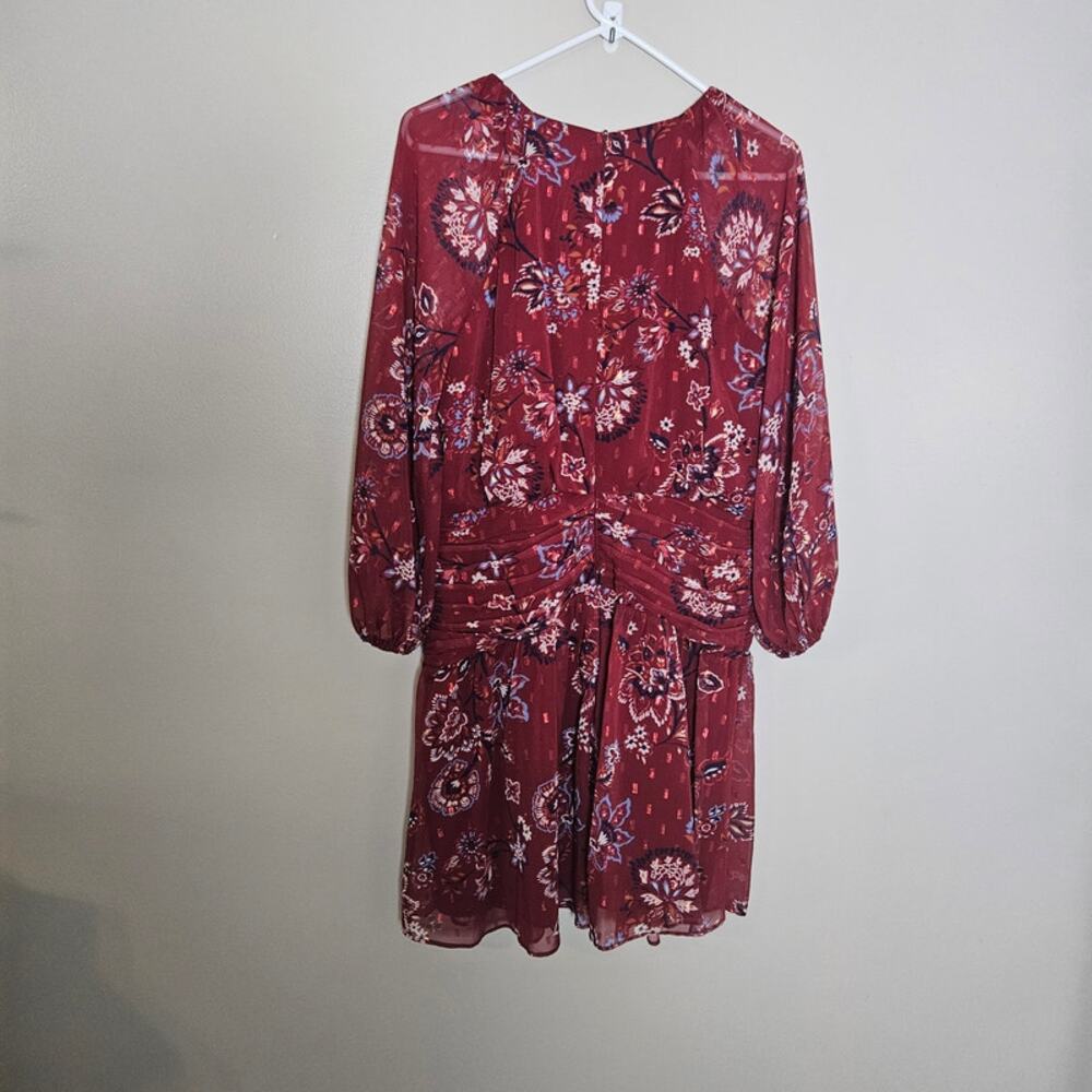 NWOT Vince Camuto Fit and Flare Balloon Sleeve Red Chiffon Dress Sz 10 - Picture 8 of 14